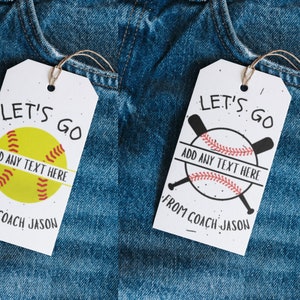 Druckbare Baseball Team Let's Go Tags | Good Luck Game Day Treats Tag, personalisierter Baseball Snack | Goodie Bags Tag Vorlage digitale Leinwand