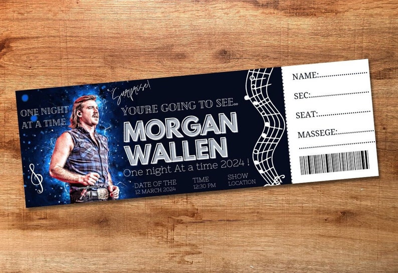 Wallen Concert Ticket Template Surprise Gift (PDF) Etsy