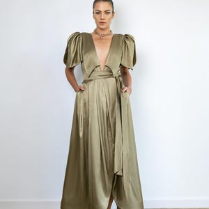 satin dress loose Satin Open-Neck Loose Column Dress Lilac / US 18