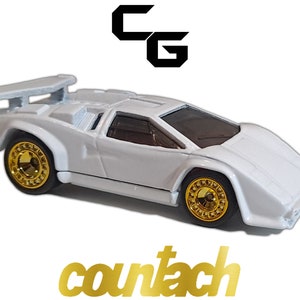 1996 Lamborghini Countach White Gold Hot Wheels Car Super Custom Carded