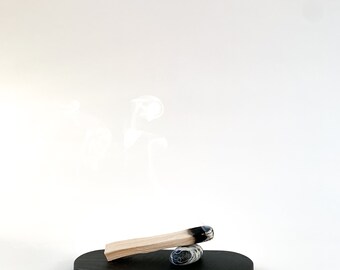 Handcrafted Palo Santo Holder - Solid Oak Base & Earthy Stone Accent - Elegant Incense Stand