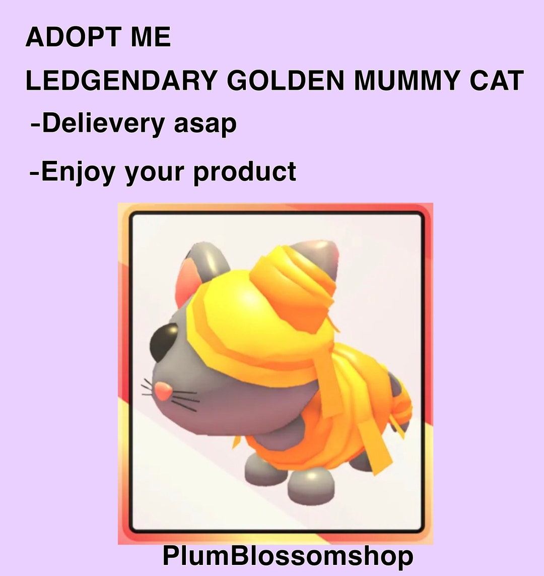 Roblox Adopt Me Golden Mummy Cat Etsy