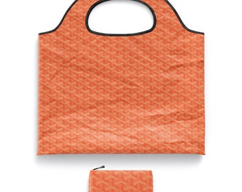 Orange Luxury Designer Style Eco Tote Bag - Foldable, Reusable, Luxury, Sustainable