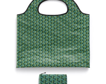 Green Luxury Designer Style Eco Tote Bag - Foldable, Reusable, Luxury, Sustainable