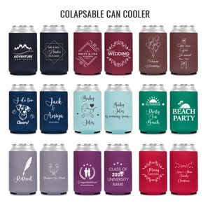 Wedding Can Cooler, Custom Pet Illustration - Monogram - Wedding Favors, Beverage Holder, Wedding Favor, Can Holder, Can Insulator