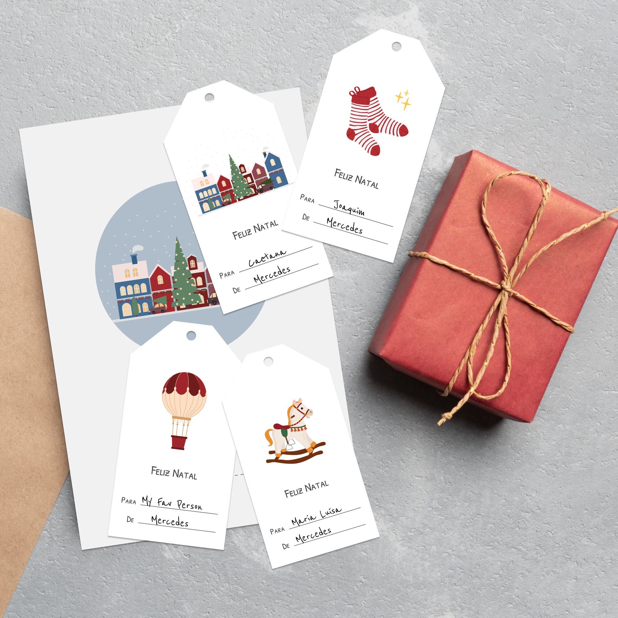 Set of 10 Christmas Gift Tags, Printable Christmas Tags, Gift Tags in 5 ...