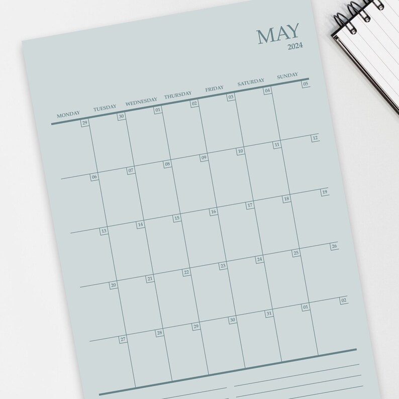 2024 Calendar Printable, A4 and A3 Format, 5 Different Colours at Your ...