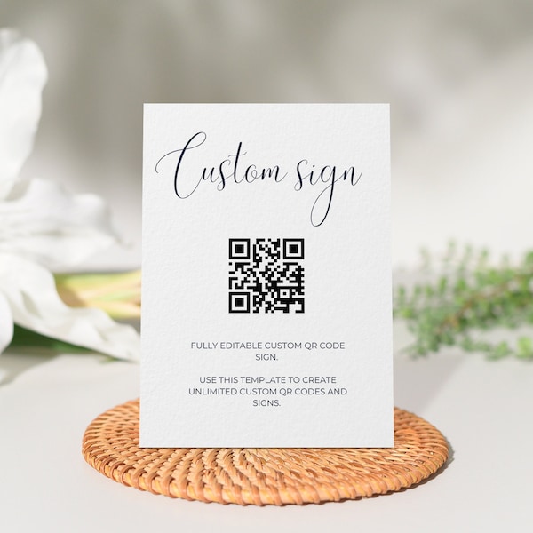 Custom QR Code sign, Payment Sign for Venmo and Paypal, Create QR Code, Business Sign, College Fund QR Code, Wedding Sign, Printable, Laura