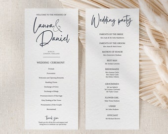 Minimalistische Hochzeitsprogramm Vorlage, Katholische Hochzeitsprogramm Vorlage, Zubehör für die Hochzeitszeremonie, Zeremonieprogramm, Bearbeitbar, LAURA