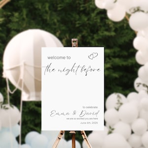 One Day Away Sign, Rehearsal Dinner Sign, The Night Before Sign, Large Wedding Welcome Sign, Wedding Signage, Wedding Signs - EMMA