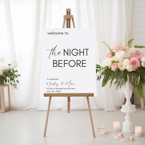 Sinal de jantar de ensaio de casamento, sinal da noite anterior, bem-vindo ao nosso sinal de casamento, sinalização de casamento, modelo de sinal de boas-vindas de casamento, para impressão