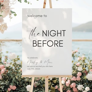 Rehearsal Dinner Welcome Sign Template, The Night Before Welcome Sign, Minimalist Rehearsal Dinner Welcome Sign, Wedding Rehearsal Sign