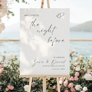 One Day Away Sign, Wedding Rehearsal Dinner Sign, The Night Before Sign, Wedding Welcome Sign, Welcome to Our Wedding Sign - ZARA