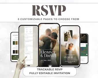 Interactive Digital Wedding Invitation, Editable Canva E-Invite, Wedding Timeline Template with Online RSVP & Weekend Details