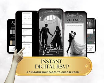 Luxury Digital Wedding Invitation, Interactive Editable Template, Elegant Online E-Invite with RSVP & Wedding Countdown