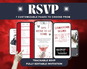 Digital Halloween Party Invitation, Electronic Phone Text Halloween Invitation, Editable Canva Template,