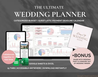 Wedding Planner Spreadsheet Wedding Budget Tracker Wedding Timeline Checklist Guest List Tracker Wedding Itinerary Excel Googlesheet