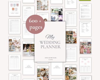 Ensemble de modèles de planificateur de mariage en toile de 600 pages, liste de contrôle de mariage, classeur fête de fiançailles, itinéraire de mariage, classeur le jour du mariage
