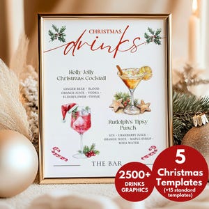 Weihnachtsfeier Signature Drink Schild, Urlaubsgetränke Schild, Weihnachten Bourbon, Holiday Bar Menü, Advent Bar Menü, Signature Cocktail Schild NYE