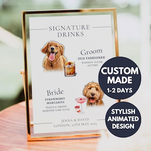 Custom Dog Signature Drink Sign, Custom Pet Cocktail Sign, Custom Pet Signature Drink Menu, Dog Cocktail Sign, Pet Drink Sign