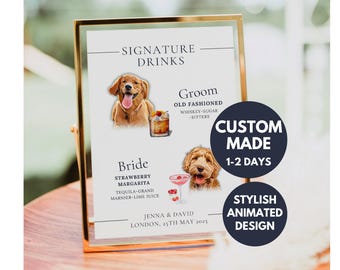 Custom Dog Signature Drink Sign, Custom Pet Cocktail Sign, Custom Pet Signature Drink Menu, Dog Cocktail Sign, Pet Drink Sign