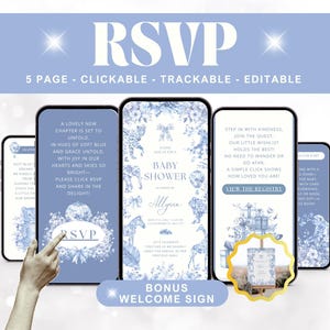 Blue Toile Safari Animal Baby Boy Shower Digital Invite Toile de Jouy Baby Shower Invite Dusty Blue Safari Classy Baby Shower Invitation
