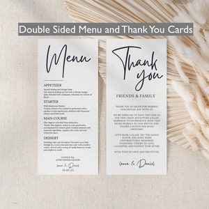 Tarjeta de agradecimiento para el lugar de la boda, notas de agradecimiento para la recepción de la boda, menú de boda y tarjetas de agradecimiento, plantilla Canva imprimible, LAURA