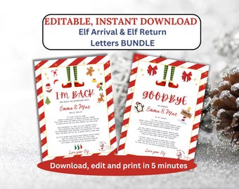 Printable Elf Kit Bundle - Elf Arrival Letter & Goodbye Elf, Elf Antics, Elf Welcome Back Letter, Elf Goodbye Letter, Elf