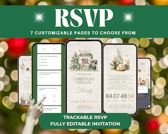 Editable Christmas Party Invitation,  7-Page Digital Holiday Invite with RSVP, Holiday Event Template for Any Celebration, Phone Email Text