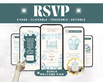 Boy baby shower invite, clothesline baby shower invite, boho baby shower invite, a sweet boy invite, editable template baby clothes invite