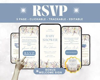 Baby in Bloom Baby Shower Invitation Digital Wildflower Baby Shower Invitation Floral Baby Shower Trackable RSVP Baby Blooming Baby Shower