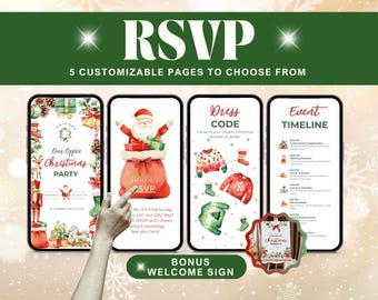 Digital Christmas Party Invitation for Office Party or Company Event Xmas Celebration, Secret Santa Questions, Phone Text Email Invitation