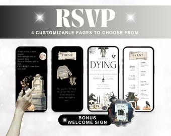 Editable Halloween Party Invitation Video Template Skull Animated Mobile Invite Adult Halloween Costume and Cocktail Party Editable