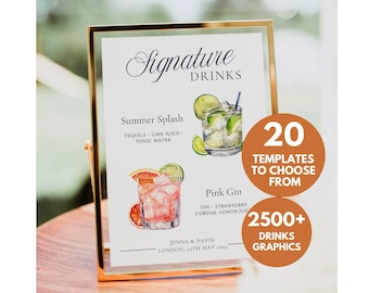Custom Cocktails Bar Sign Unique Wedding Sign Signature Cocktail Menu Signature Bar Sign Signature Drink Menu Signature Bar Menu His Hers