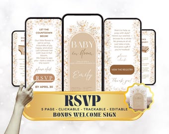 Nature Baby Shower RSVP Tracker Wildflower Baby Digital Invite Wildflower Gender Neutral Clickable RSVP Digital Invitation Baby Evite