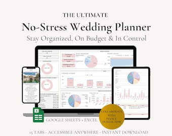 All-In-One Wedding Planner Spreadsheet, Wedding Budget Spreadsheet, Wedding Googlesheets Budget, Wedding Planning Checklist Excel, Seating