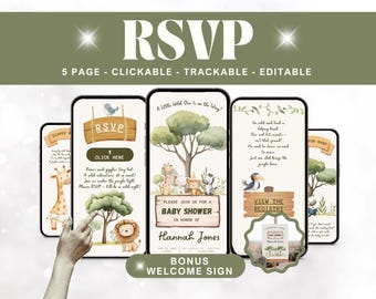 Wild One Animated Baby Shower Safari Invitation Jungle Safari Invite Baby Shower Text Safari Baby Invite Baby Shower RSVP Online Form