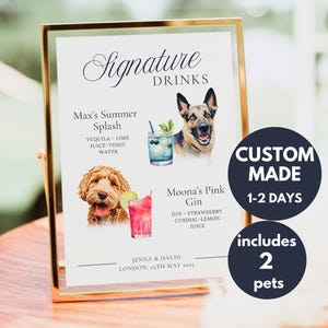 Letrero de bebida exclusiva para perros, menú de bebidas para perros, bebida exclusiva para perros, menú de cócteles para perros, letrero de cócteles para perros, cóctel de boda para mascotas, letrero de barra libre