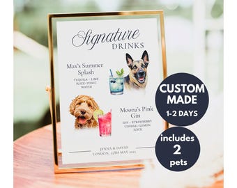 Dog Signature Cocktails Sign, Two Dog Signature Drink Bar Menu, Pet Wedding Bar Menu, Wedding Bar Sign, Bar Wedding Poster, Multiple Sizes