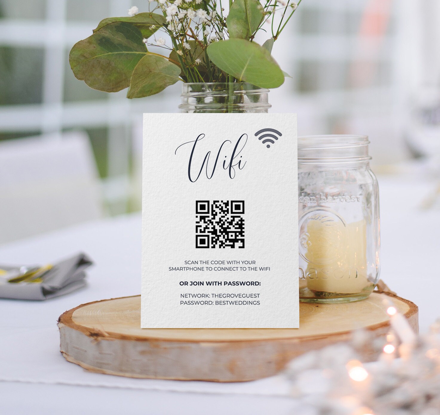 Custom Wifi QR Code Sign, WIFI Password Sign, Editable Wifi Sign ...