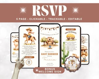 A Little Cowboy Is On The Way Baby Shower Template Set Cowboy Baby Shower Invitation Cowboy Clothesline Digital Invitation Boy Baby Shower