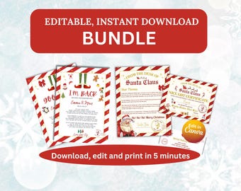 Editable Christmas Letters Bundle For Kids Printable Letters from Santa Nice List Certificate Elf Arrival Letter Elf Bundle Goodbye Elf