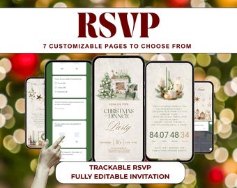 Friendsmas Party Invitation, Editable 7-Page Digital Holiday Invite with RSVP, Christmas Celebration Template