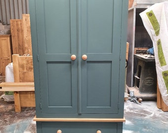 Handmade Painted Kitchen Larder with oak trims, Kitchen storage cupboard, Painted Kitchen pantry cupboard - made to order