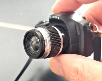 Miniature Telephoto Zoom Lens Camera: Working Flash, Shutter Sound - Doll Accessory Keychain