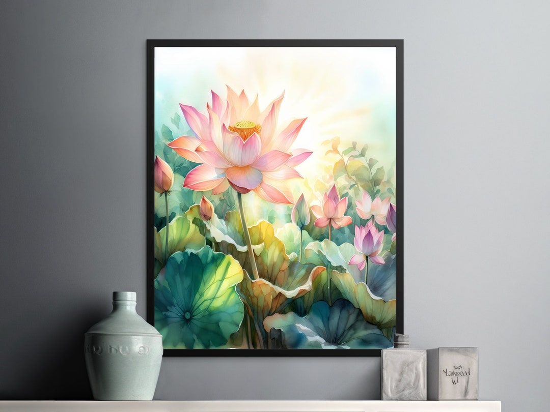 Lotus Watercolor Print, Floral Wall Art (digital Download) - Etsy