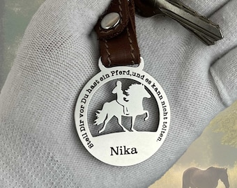Personalized Horse Keychain| Custom Metal Keychain for Riding Enthusiasts | Equestrians Gift Customizable | Unique Gift Idea for Horse Rider