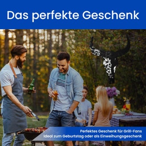 Doppelschichtiges Florales Stierkopf Metallschild Wetterfest & Einzigartig Grill-zubehör Stilvolle Deko für den Grillbereich Bild 3