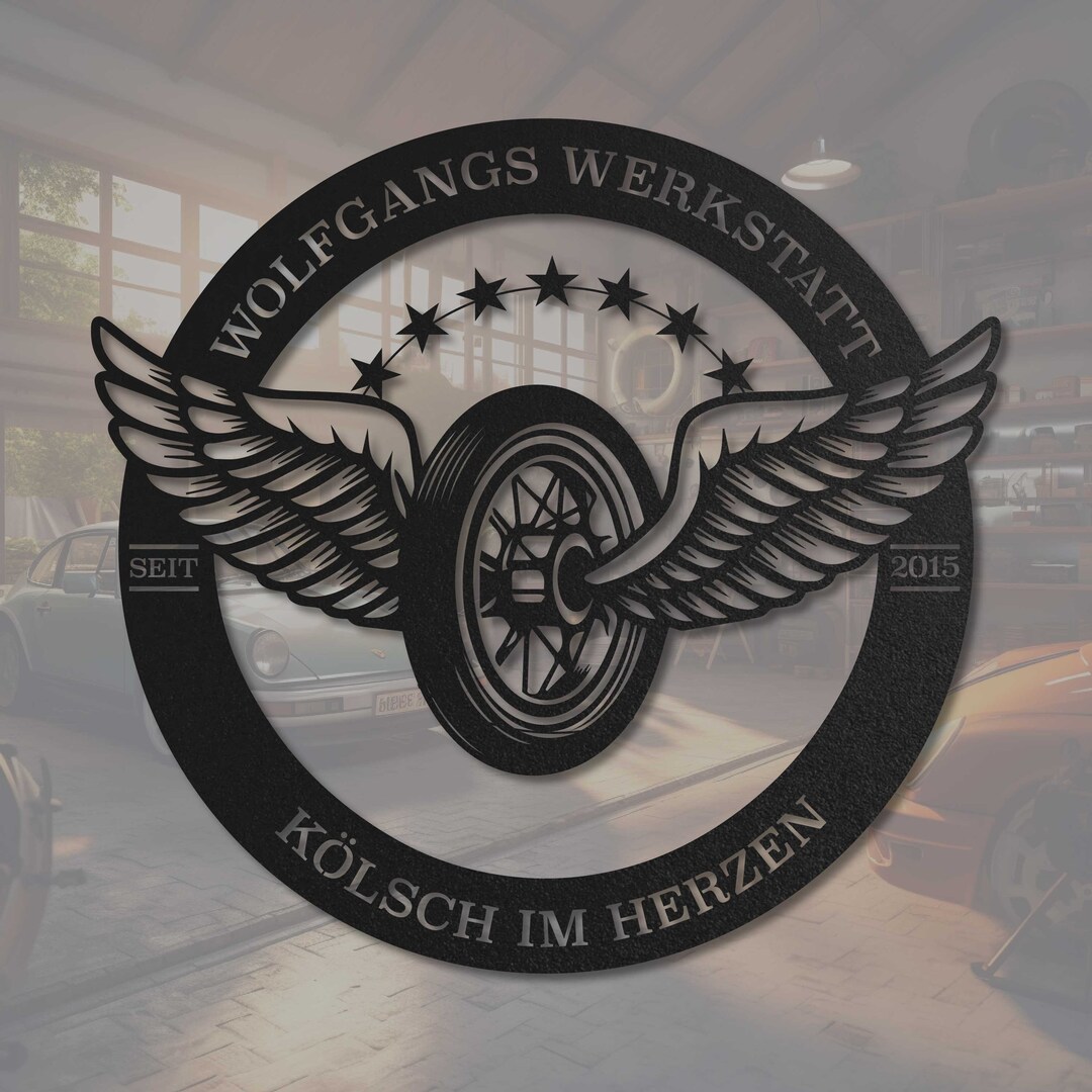 Mechanic Shop Personalized Garage Metal Sign | Winged Wheel ...