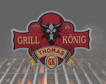 Vintage “Grill König” Metallschild für BBQ-Enthusiasten | Robuste,Wetterfeste Wanddeko | Ideal für Garten & Terasse | für Grillmeister